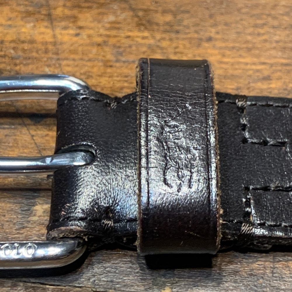 SIGNATURE PONY POLO RALPH LAUREN DARK BROWN LEATHER BELT EITH SQUARE BUCKLE